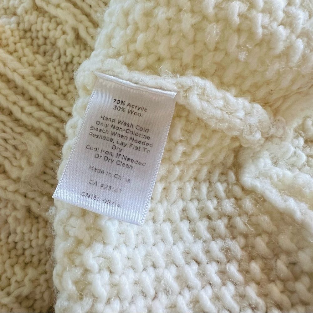 Talbots Sweater Pullover Cable Knit Cream Wool Blend - Picture 4 of 8